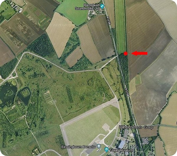 Satellite View -  the Memorial marker is indicated in red