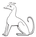 The Hound Sejant mark - a seated heraldic greyhound