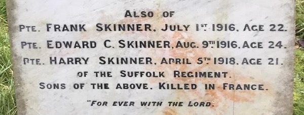 Skinner Family Grave, WW1 Commemorations