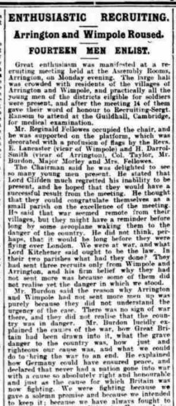 Newspaper Cutting - Friday 2 October 1914