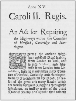 Extract from the First Turnpike Act 1663 Extract from the First Turnpike Act 1663
