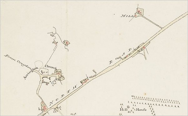 Arrington Mill, Cottages and Tenements Map 1828