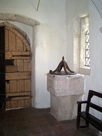 12th century font from the previous church at Croydon.