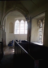The leaning south aisle and south transept.