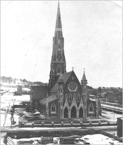 Christ Church Cathedral, Montreal, under contruction c1860